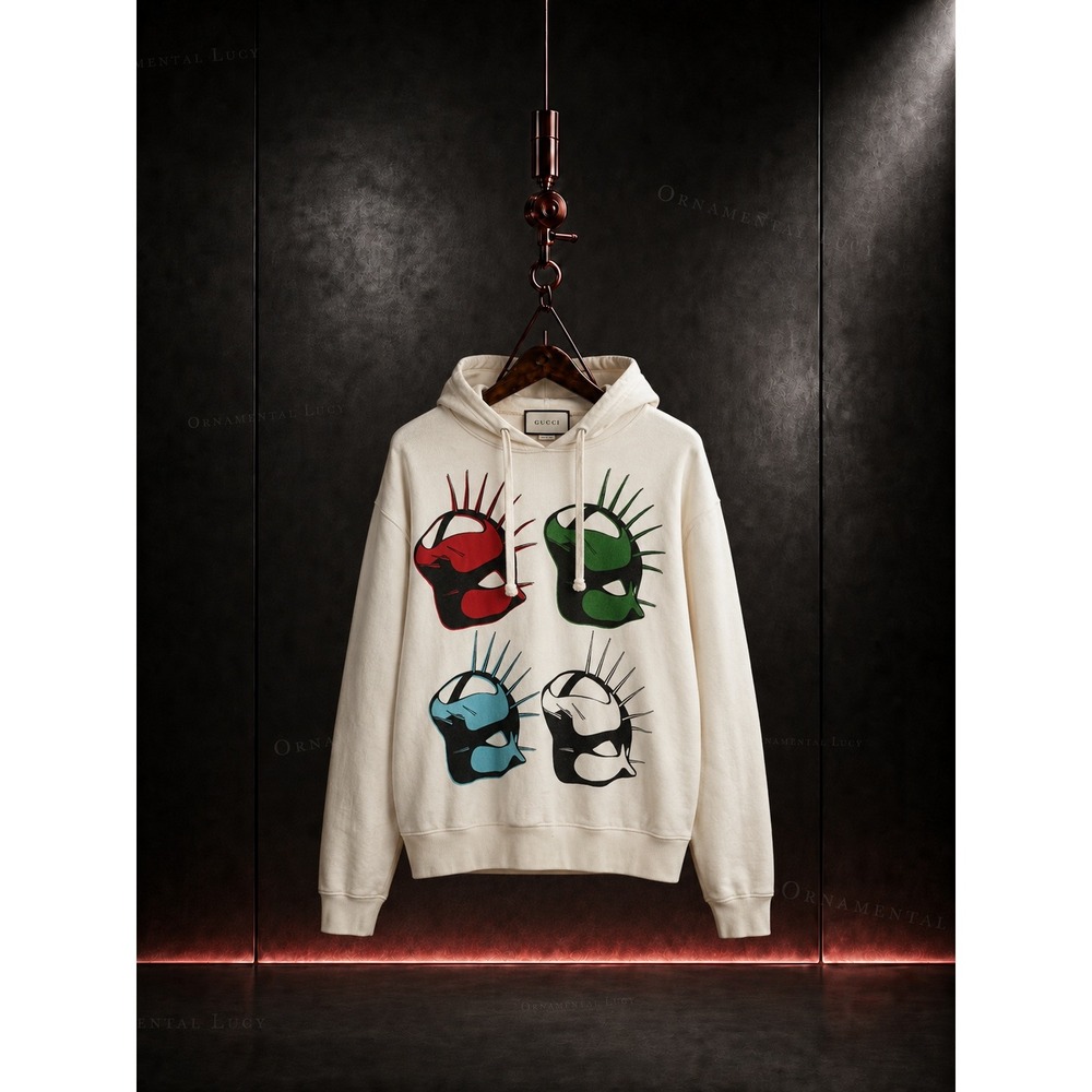 Gucci Manifesto Punk Mask Hoodie XS Men Women Unisex Cotton Oversized Italy 2019